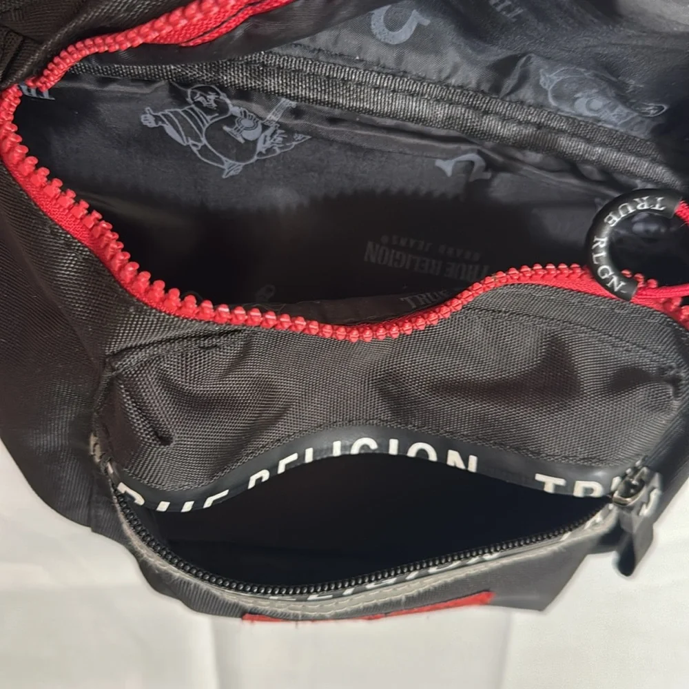 True Religion Black Red Accent Belt Bag